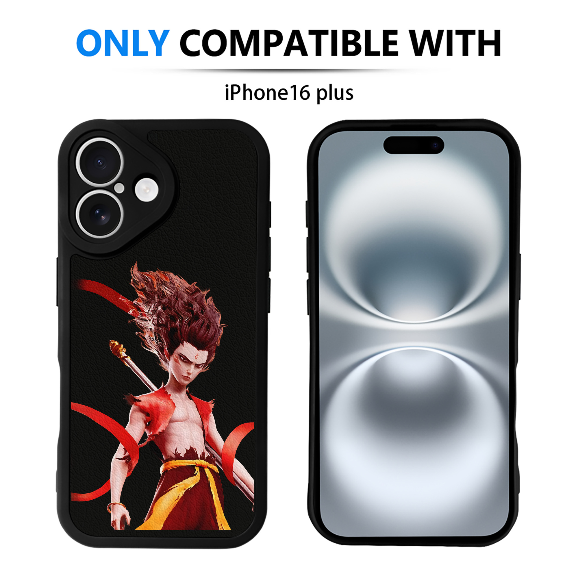 （画像用） Ne Zha 2 ナタ 魔童の大暴れ 【iPhone 16シリーズ対応】シリコンスマホケース（レザー調） 材質：シリコン